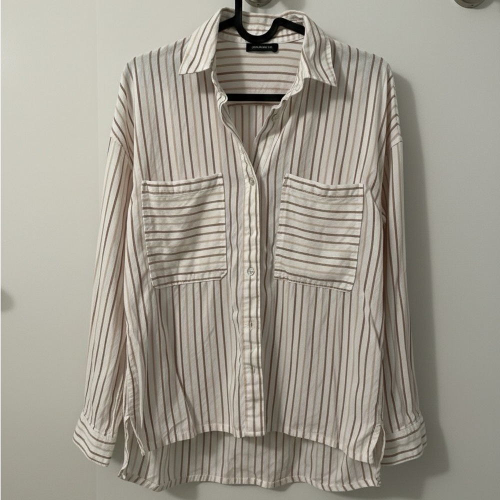 KOOKAI Striped Oversized Button-Down | Mother-of-Pearl Buttons